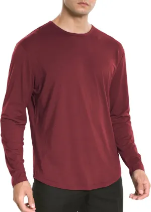 netdraw Men's Ultra Soft Bamboo Viscose T-Shirt Curve Hem Lightweight Cooling Short/Long Sleeve Casual Basic Tee Shirt