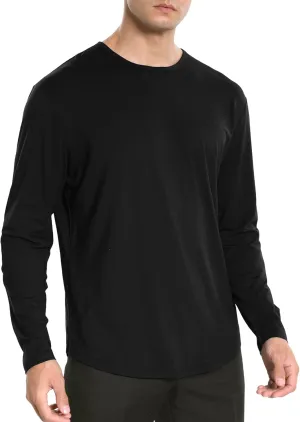 netdraw Men's Ultra Soft Bamboo Viscose T-Shirt Curve Hem Lightweight Cooling Short/Long Sleeve Casual Basic Tee Shirt