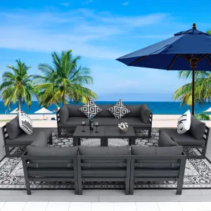 NICESOUL Aluminum Patio Sofa with Table 8 Seater 10-Piece