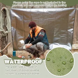 Ninth C Emergency Blanket 1 Piece, Keep Warm Mylar Blankets with 4 Iron Nails,1 Zipper Bag for Outdoor Survival Gear, Hiking, Camping (Polyester Film) (Green)