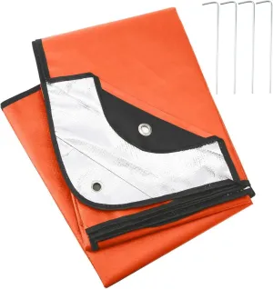 Ninth C Emergency Blanket 1 Piece, Keep Warm Mylar Blankets with 4 Iron Nails,1 Zipper Bag for Outdoor Survival Gear, Hiking, Camping (Polyester Film) (Orange)