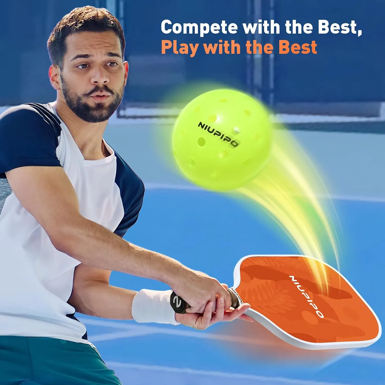 niupipo Pickleball Paddles Set of 2/4/1, USAPA Approved Graphite Carbon Fiber Pickleball Rackets, Polypropylene Honeycomb Core, Cushion 4.72In Grip, Bag/Cover, Pickle Ball Paddle Set for Men Women