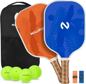 niupipo Pickleball Paddles Set of 2/4/1, USAPA Approved Graphite Carbon Fiber Pickleball Rackets, Polypropylene Honeycomb Core, Cushion 4.72In Grip, Bag/Cover, Pickle Ball Paddle Set for Men Women