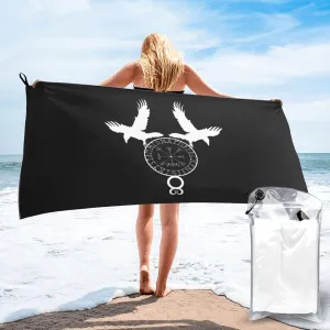 Norse Ravens Vegvisir Beach Towel with Travel Bag 27.5"x55" Quick Dry Sand Free Lightweight Large Oversized Towels Light Vacation Essentials