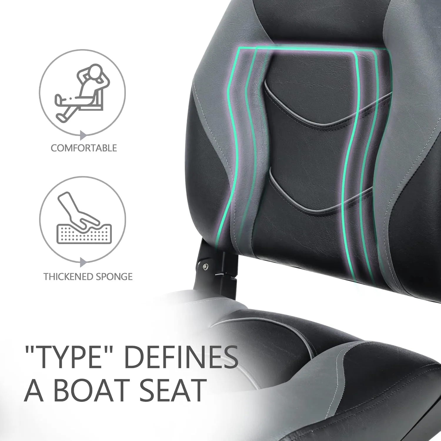 NORTHCAPTAIN Deluxe Marine High Back Folding Boat Seat,Stainless Steel Screws Included