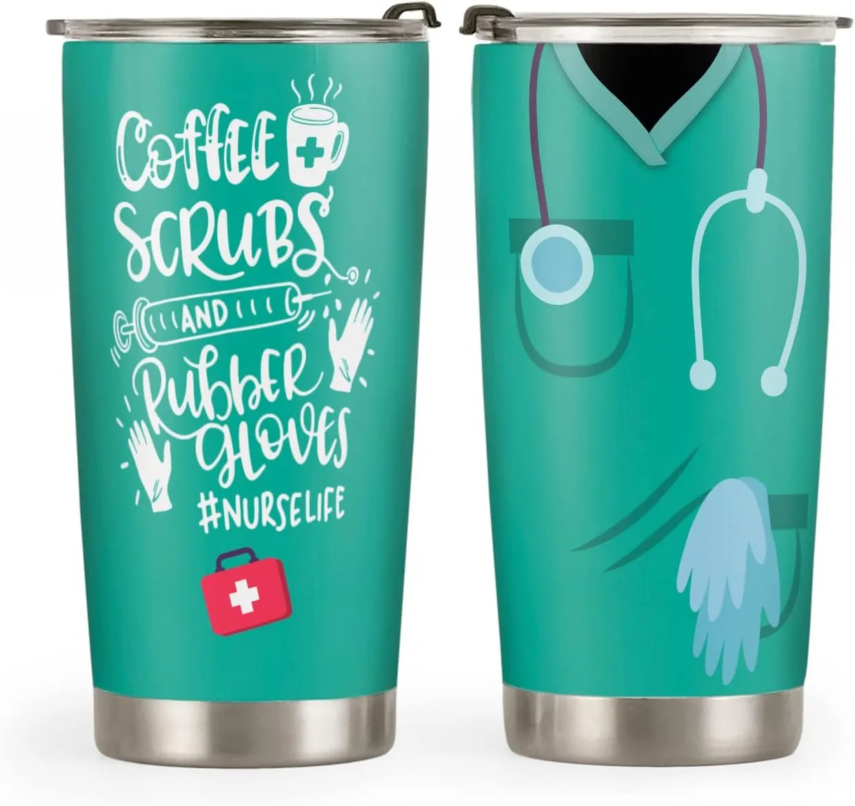 Nurse Tumbler 20oz, Nurses Week, Nurse Appreciation Graduation Gifts for Women, Men, Nursing Gifts, Coffee Nurses Tumbler Cup, Stainless Steel Double Wall Insulated Coffee Mug, Travel Cup with Lid