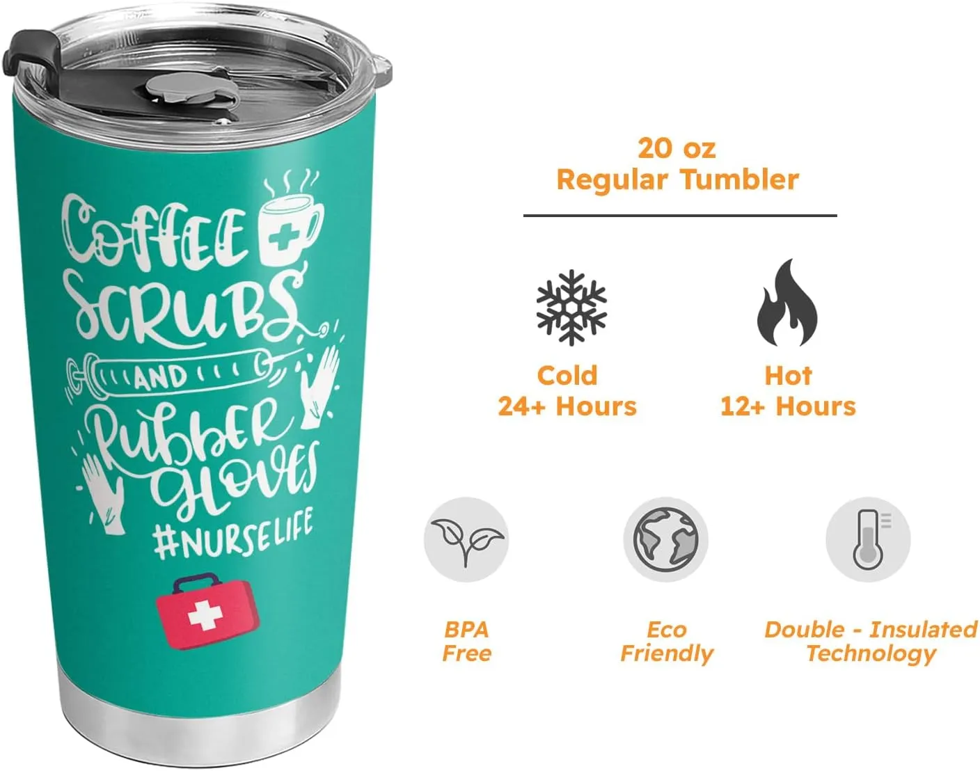 Nurse Tumbler 20oz, Nurses Week, Nurse Appreciation Graduation Gifts for Women, Men, Nursing Gifts, Coffee Nurses Tumbler Cup, Stainless Steel Double Wall Insulated Coffee Mug, Travel Cup with Lid
