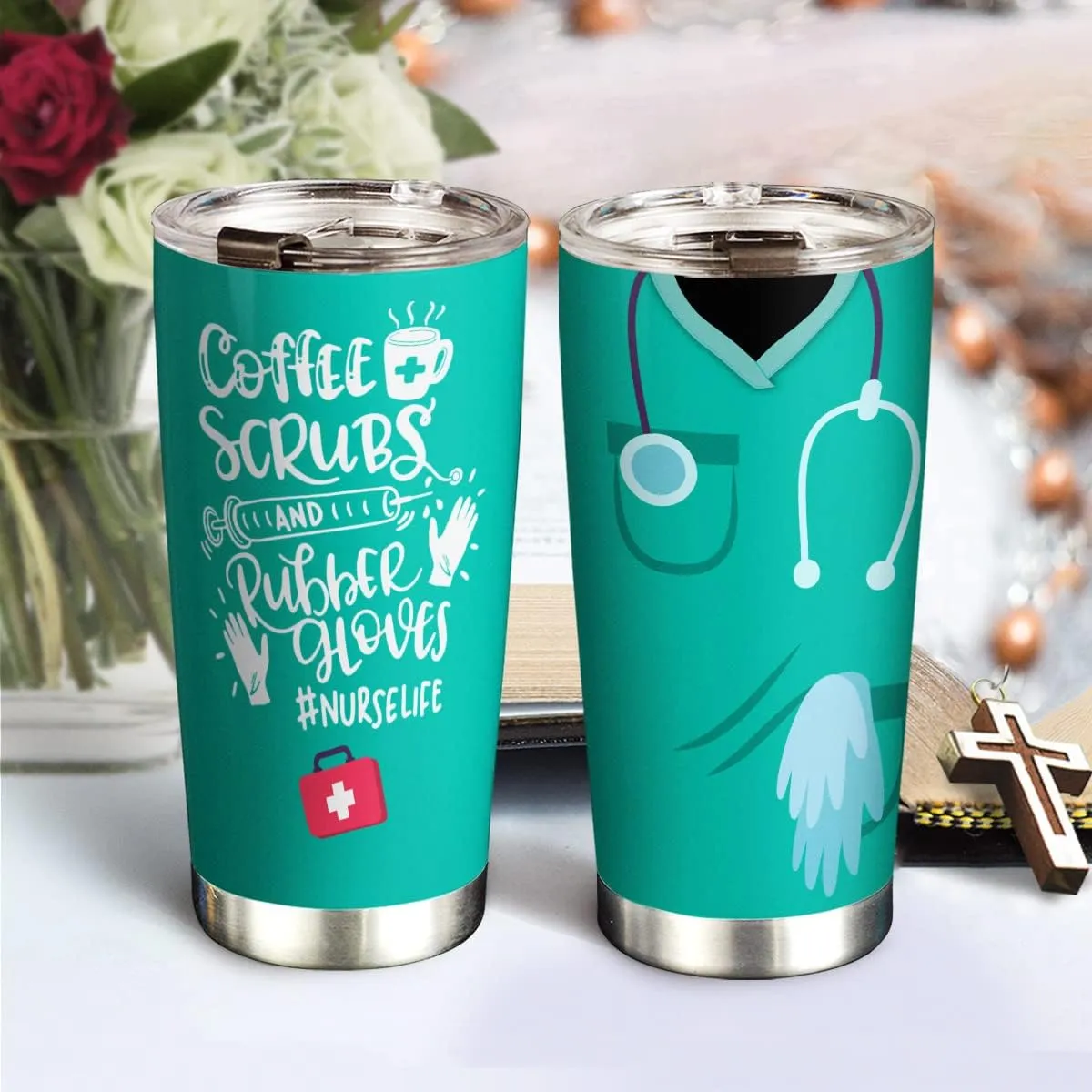 Nurse Tumbler 20oz, Nurses Week, Nurse Appreciation Graduation Gifts for Women, Men, Nursing Gifts, Coffee Nurses Tumbler Cup, Stainless Steel Double Wall Insulated Coffee Mug, Travel Cup with Lid