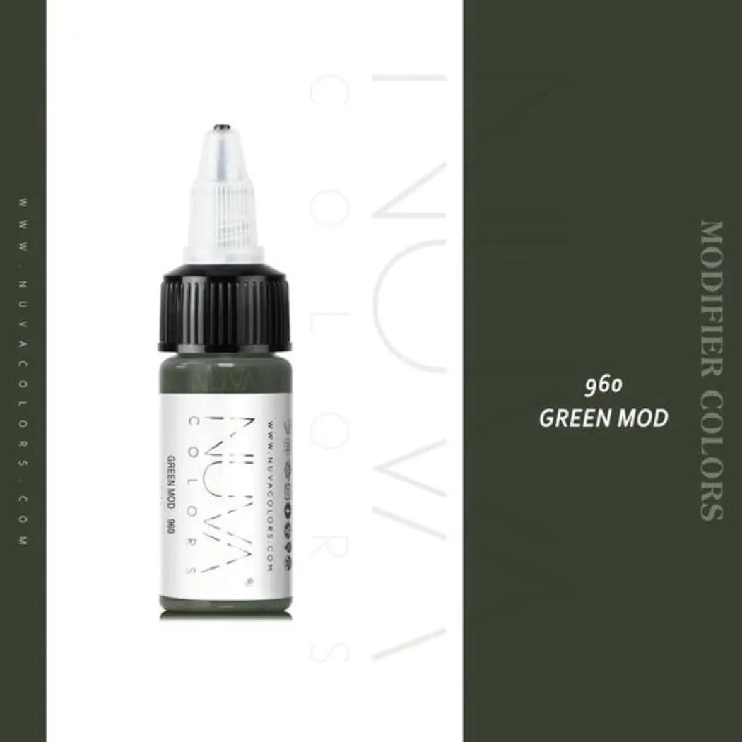 Nuva Permanent Makeup Modifier Colors, Professional Tattoo Ink for Flawless Results, Vegan & Skin-Safe (Green Modifier)