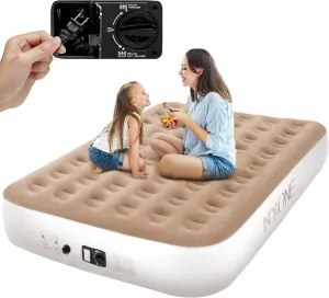 NXONE Queen Air Mattress with Built in Pump, Durable Inflatable Blow Up Mattresses with Storage Bag for Tent Camping, Travel, Home Guest Bed,13" Airbed Fast&Easy Inflation/Deflation