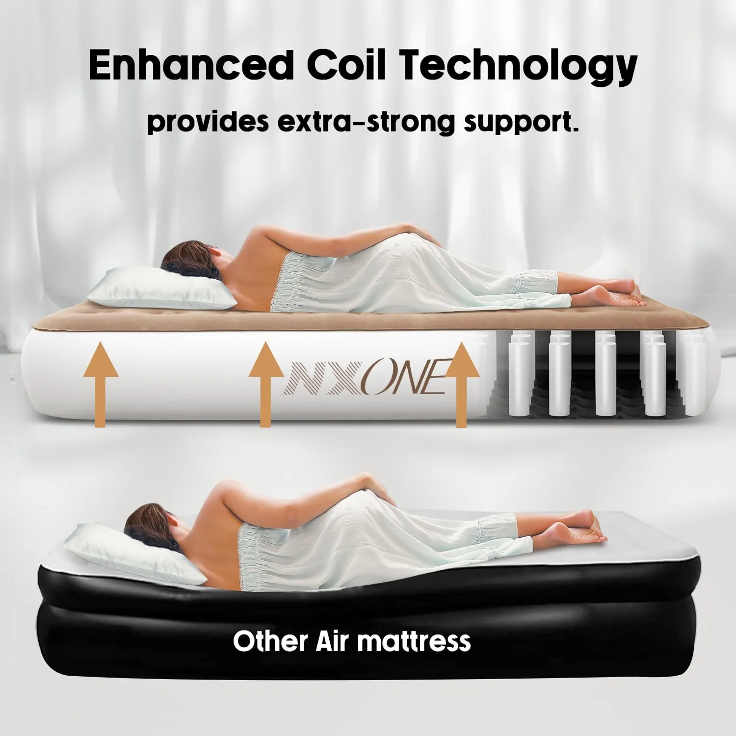 NXONE Queen Air Mattress with Built in Pump, Durable Inflatable Blow Up Mattresses with Storage Bag for Tent Camping, Travel, Home Guest Bed,13" Airbed Fast&Easy Inflation/Deflation