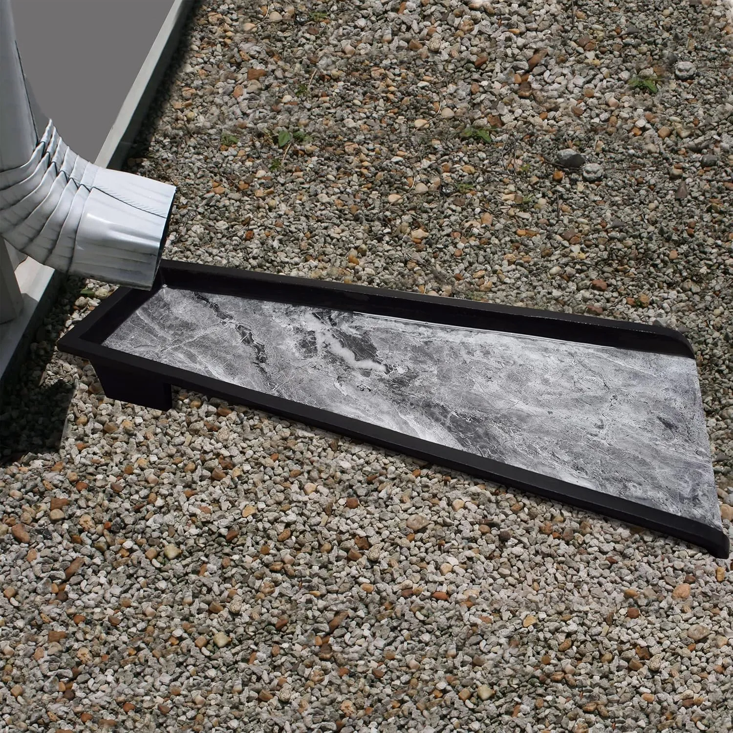 Oakland Living Grey Faux Marble Cast Aluminum Metal Downspout Gutter 24 in. Heavy Splash Block