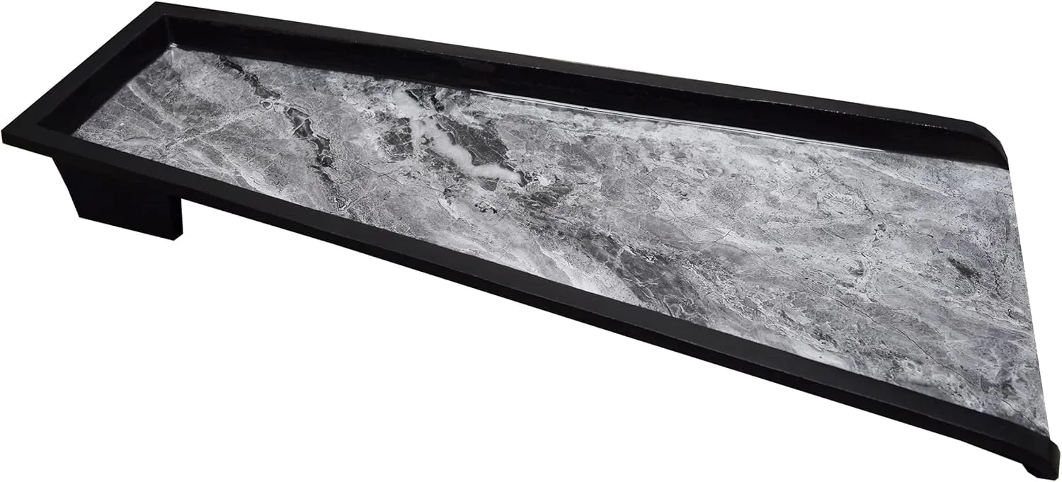 Oakland Living Grey Faux Marble Cast Aluminum Metal Downspout Gutter 24 in. Heavy Splash Block