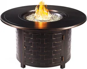 Oakland Living Round 44 in. x 44 in. Aluminum Propane Fire Pit Table with Glass Beads, Two Covers, Lid, 57,000 BTUs - N/A Antique Copper Copper