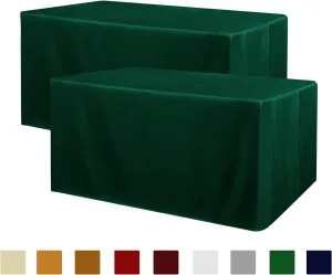 Obstal 2 Pack Blackish Green Table Cloths for 4 Foot Rectangle Tables - Water Resistant Washable Fabric Polyester Rectangle Table Cover Protector for Wedding, Banquet and Trade Shows