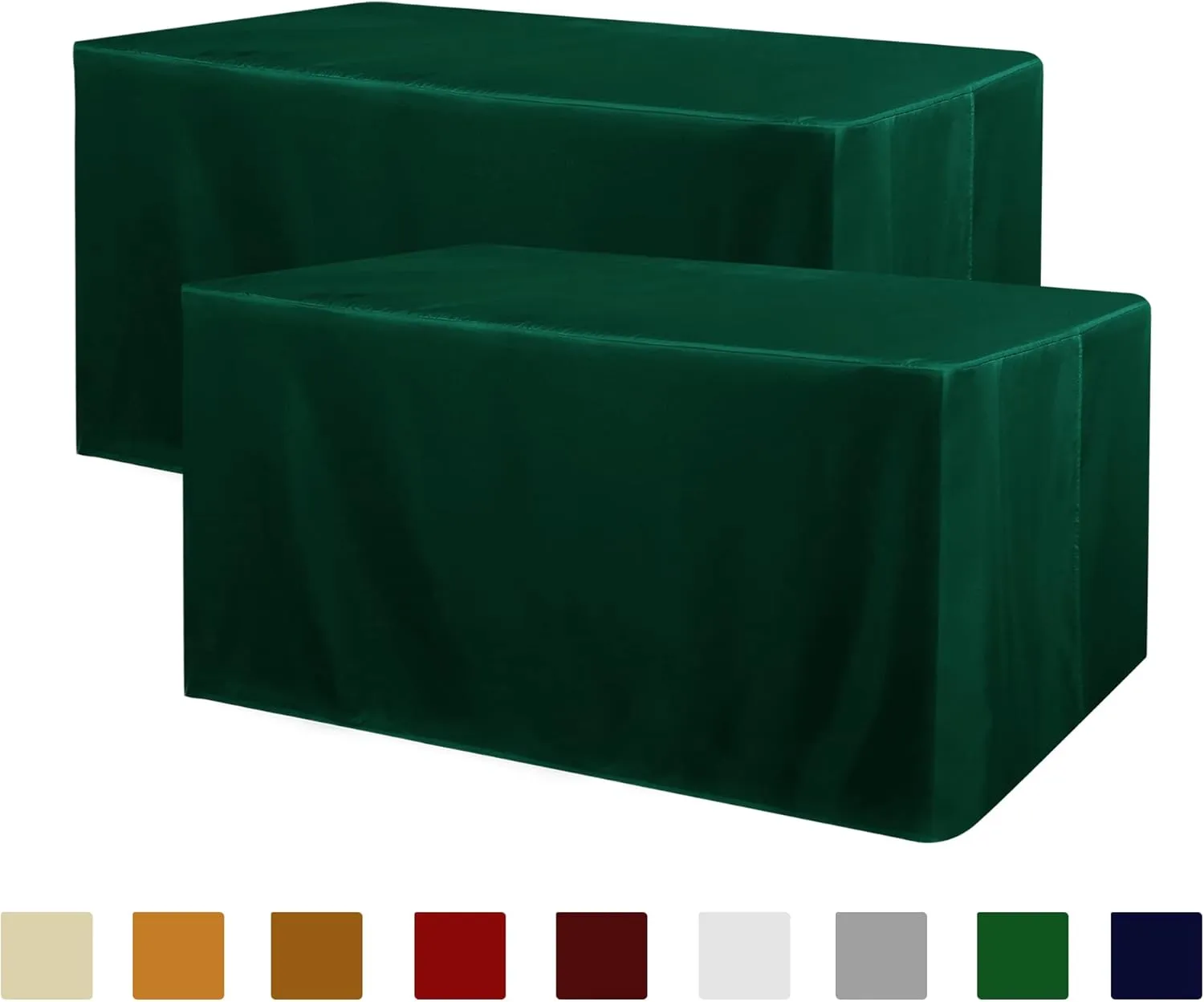 Obstal 2 Pack Blackish Green Table Cloths for 4 Foot Rectangle Tables - Water Resistant Washable Fabric Polyester Rectangle Table Cover Protector for Wedding, Banquet and Trade Shows