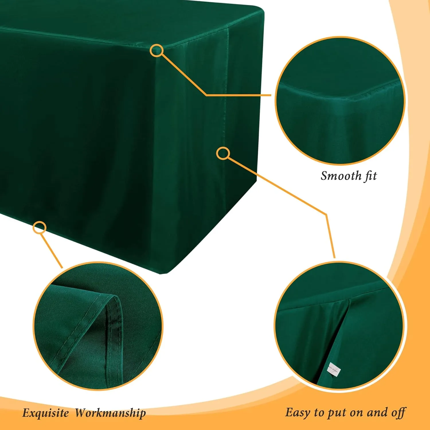Obstal 2 Pack Blackish Green Table Cloths for 4 Foot Rectangle Tables - Water Resistant Washable Fabric Polyester Rectangle Table Cover Protector for Wedding, Banquet and Trade Shows