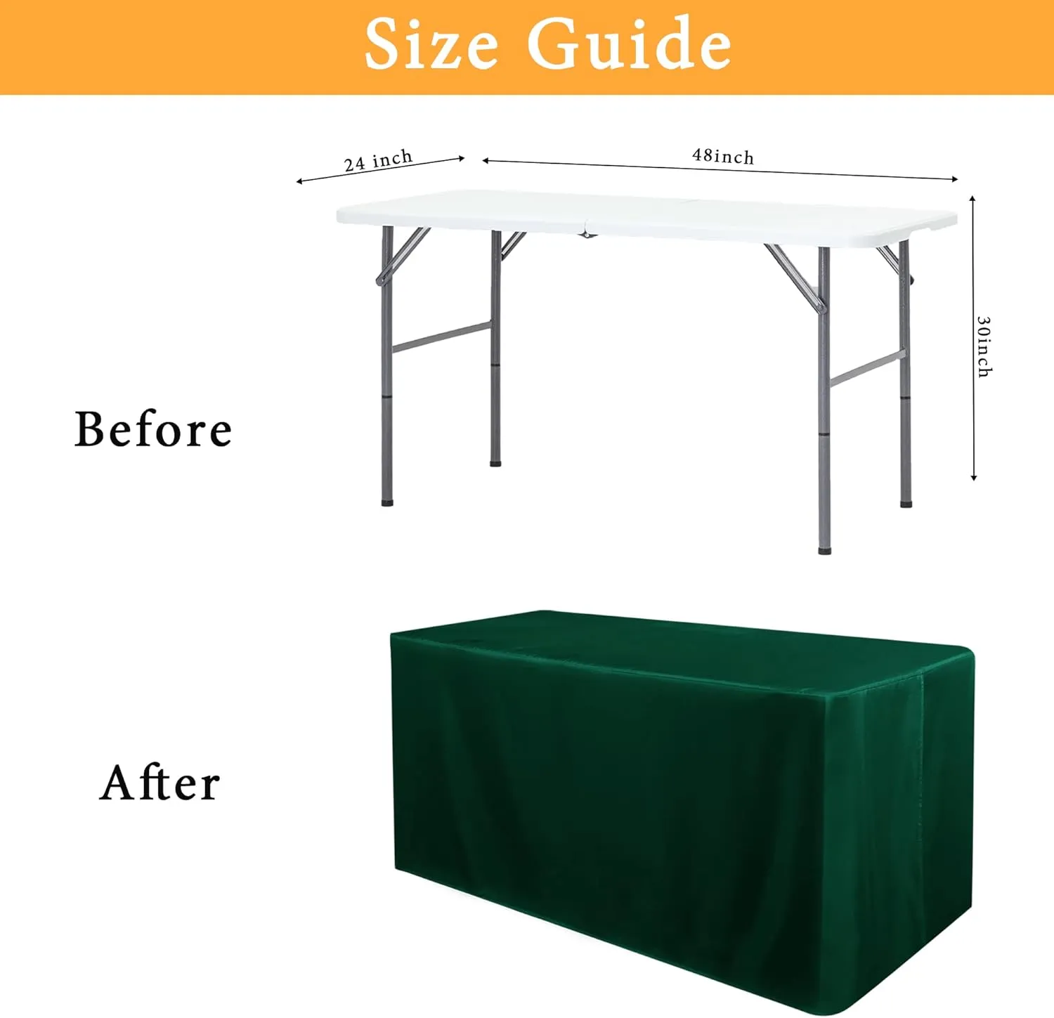 Obstal 2 Pack Blackish Green Table Cloths for 4 Foot Rectangle Tables - Water Resistant Washable Fabric Polyester Rectangle Table Cover Protector for Wedding, Banquet and Trade Shows
