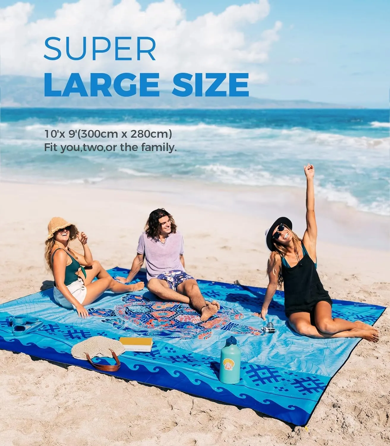OCOOPA Beach Blanket - Sand-Free, Quick-Drying, Large & Compact - Perfect for Beach Yoga, Outdoor Music Festivals, Travel & Camping Gifts
