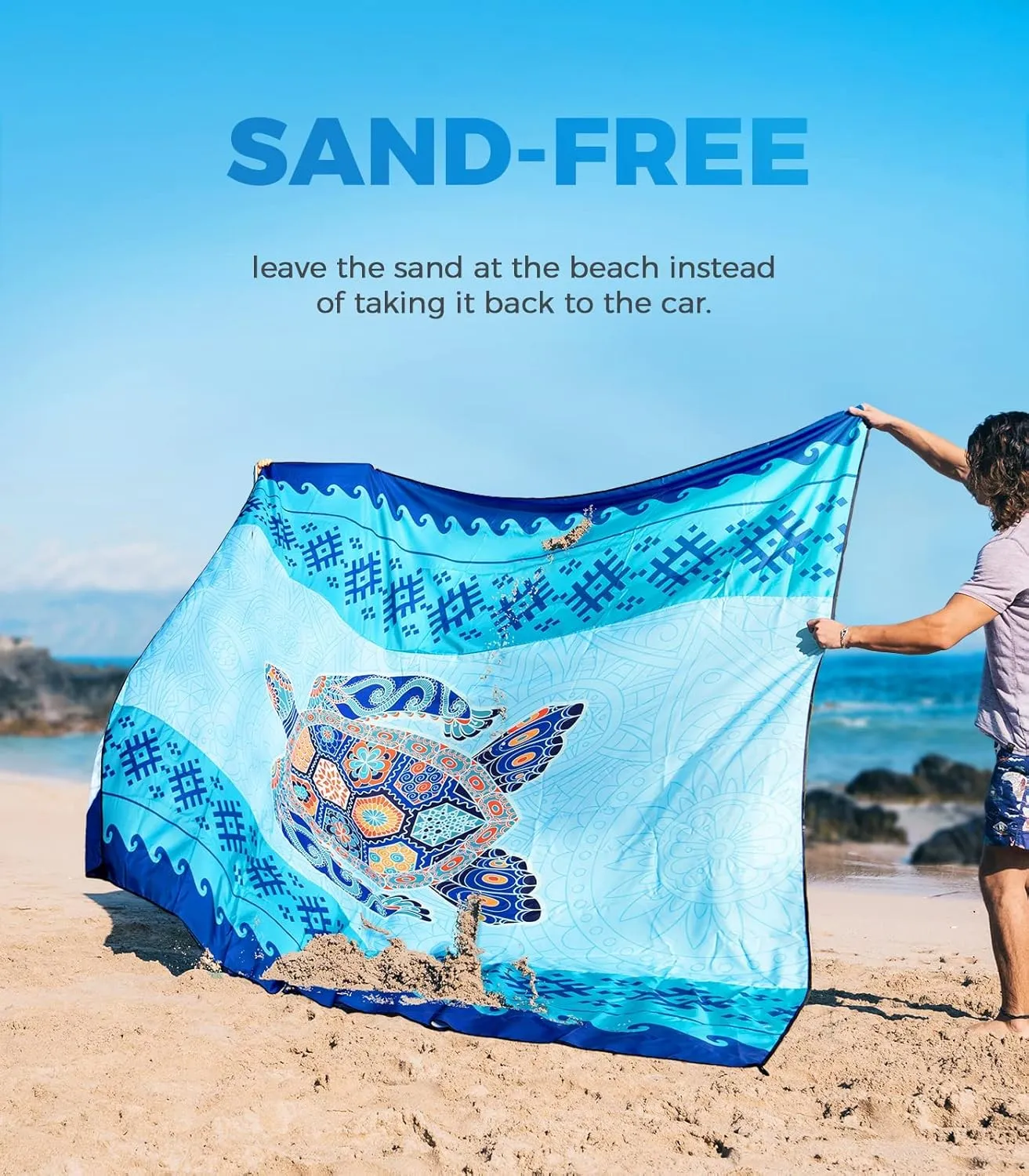 OCOOPA Beach Blanket - Sand-Free, Quick-Drying, Large & Compact - Perfect for Beach Yoga, Outdoor Music Festivals, Travel & Camping Gifts