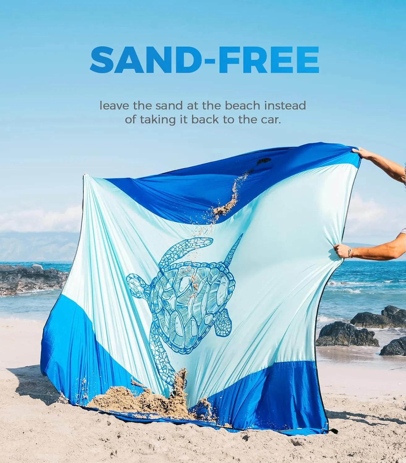 OCOOPA Beach Blanket Waterproof Sandproof, 10'X 9' Extra Large, Soft and Sturdy, Sand Free, Light Weight and Portable, Perfect for Travel Camping, Picnic, Beach Vacation, Marine Life Series