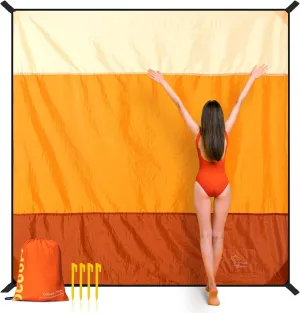 OCOOPA Extra Large Beach Blanket, Sand Free, Large Oversized Camping Mat, Comfortable Parachute Nylon, Cozy& Chic, Compact& Light, 4 Stakes&1 Travel Bag, S09