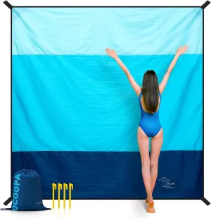 OCOOPA Extra Large Beach Blanket, Sand Free, Large Oversized Camping Mat, Comfortable Parachute Nylon, Cozy& Chic, Compact& Light, 4 Stakes&1 Travel Bag, S09