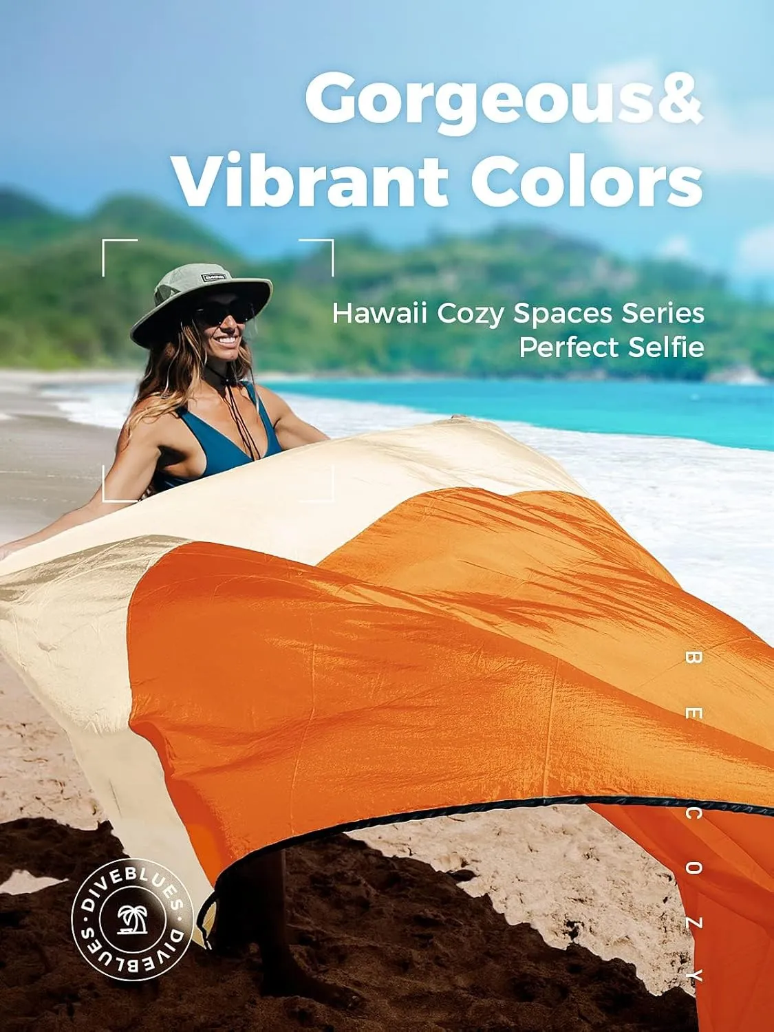 OCOOPA Extra Large Beach Blanket, Sand Free, Large Oversized Camping Mat, Comfortable Parachute Nylon, Cozy& Chic, Compact& Light, 4 Stakes&1 Travel Bag, S09