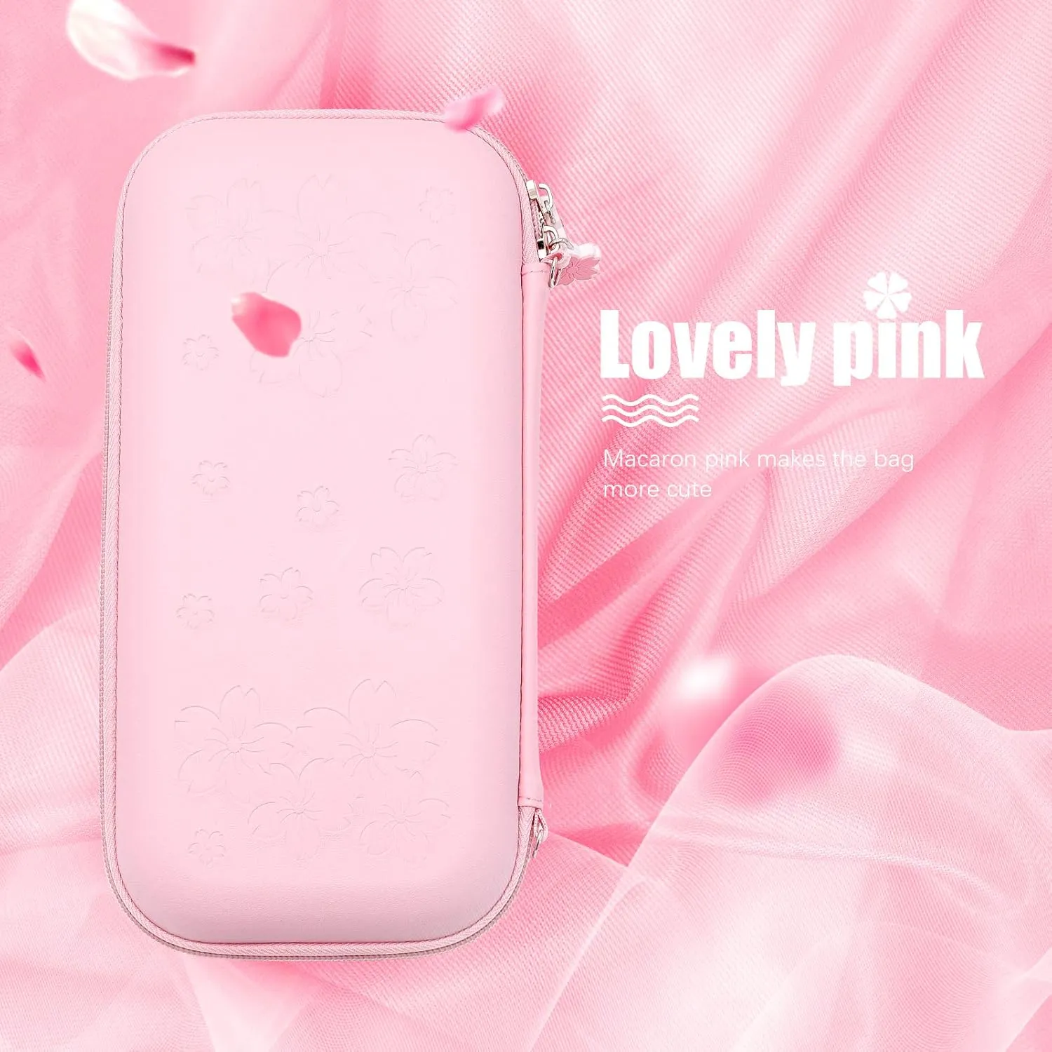 OLYGIVE Switch Pink Accessories, Carrying Case for Switch, Cute Thumb Grips, Headphone Adapter, Desktop Stand, Screen Protector, Wrist Strap and Shoulder Strap