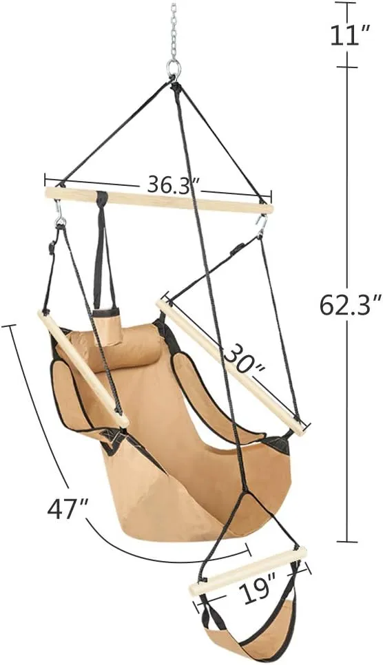 ONCLOUD Upgraded Unique Hammock Hanging Sky Chair, Air Deluxe Swing Seat with Rope (Tan)
