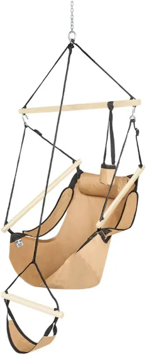 ONCLOUD Upgraded Unique Hammock Hanging Sky Chair, Air Deluxe Swing Seat with Rope (Tan)