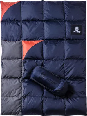 OneTigris Down Camping Blanket for Cold Weather Packable Puffy Backpacking Lightweight Quilt Hiking Gardening Travel Beach Picnic (Blue)