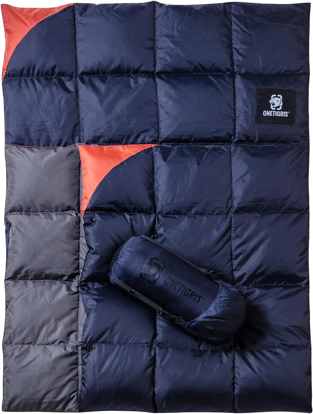 OneTigris Down Camping Blanket for Cold Weather Packable Puffy Backpacking Lightweight Quilt Hiking Gardening Travel Beach Picnic (Blue)