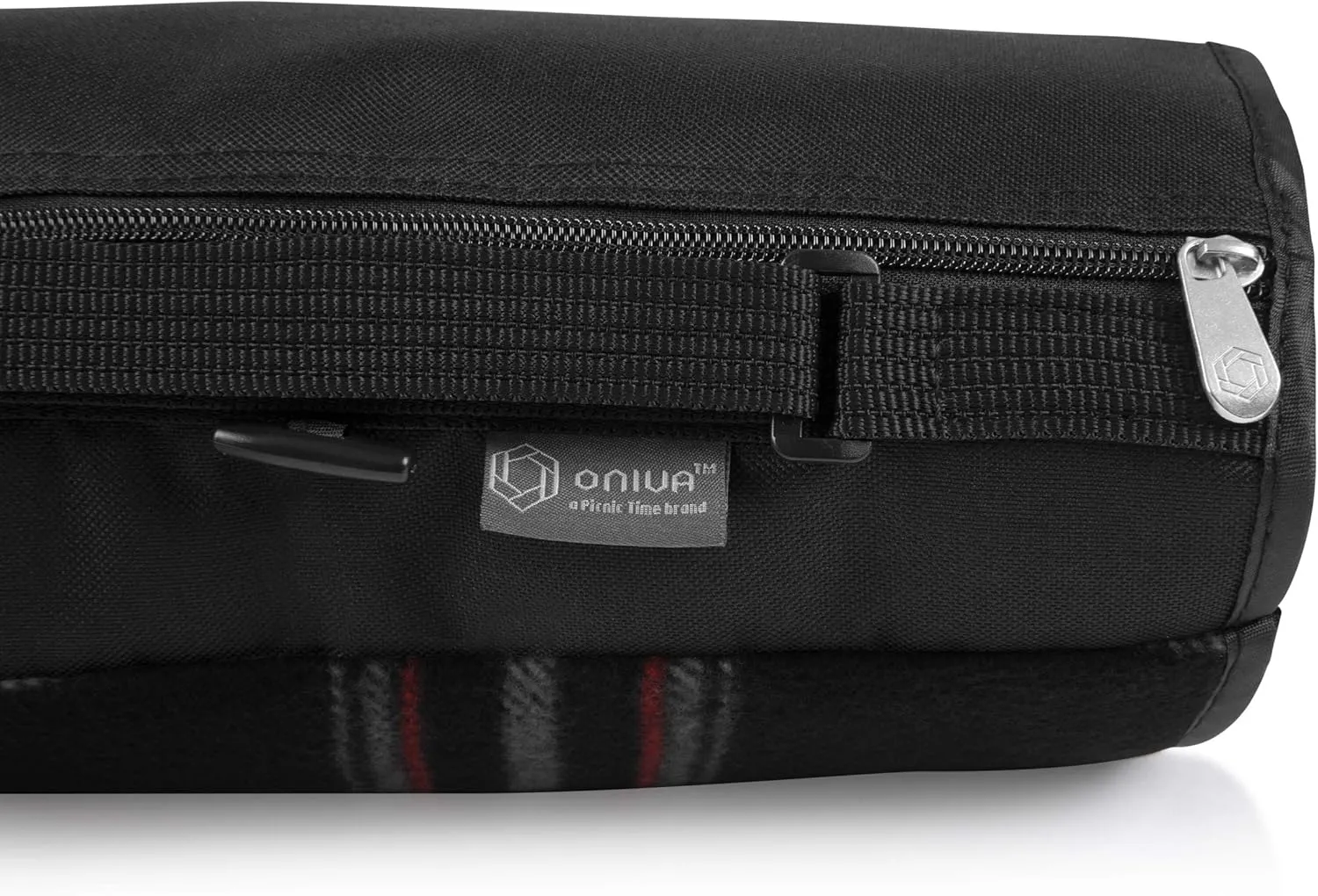ONIVA - a Picnic Time brand - Tote XL Outdoor Picnic , Beach, Camping Blanket, (Black Tartan Pattern with Black Flap)