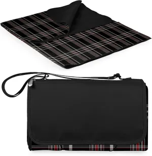 ONIVA - a Picnic Time brand - Tote XL Outdoor Picnic , Beach, Camping Blanket, (Black Tartan Pattern with Black Flap)