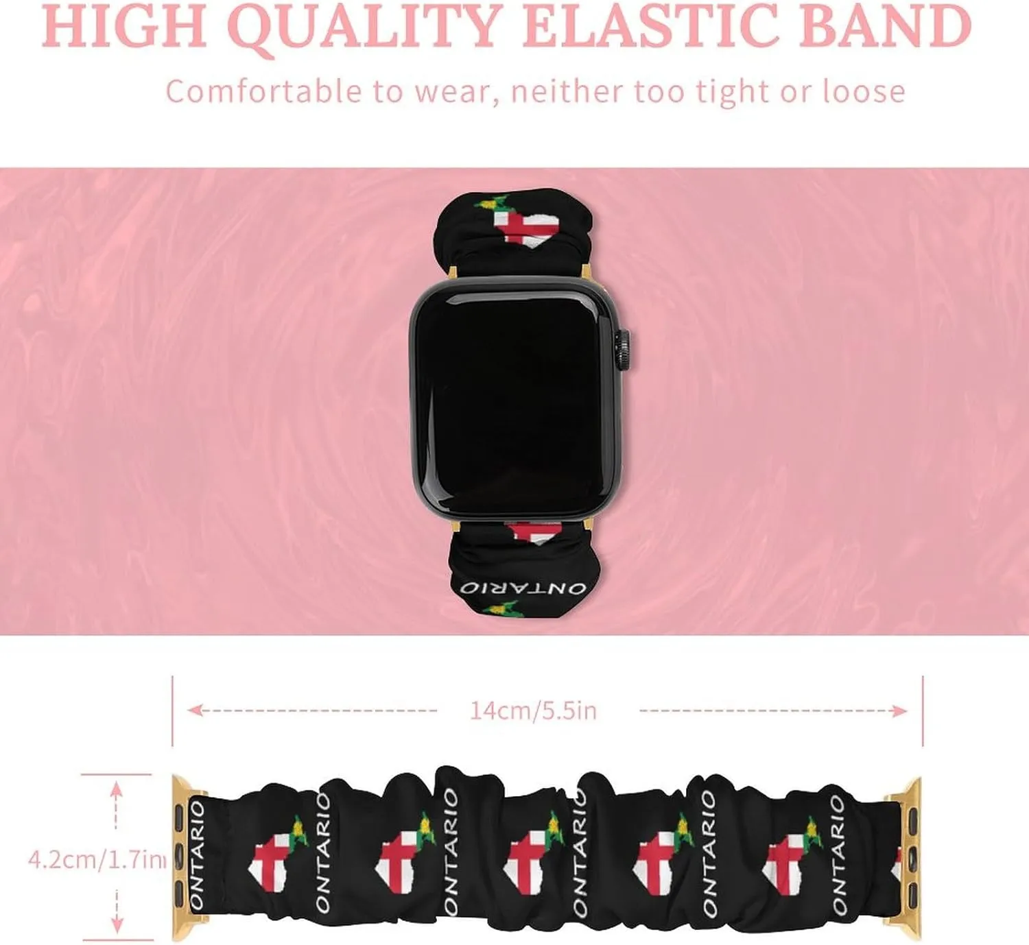 Ontario Flag Canada Canadian Fashion Watch Strap Scrunchies Wristbands Compatible With IWatch Series