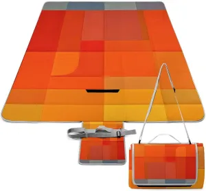 Orange and Gray Abstract Picnic Blanket Outdoor, Oversized Beach Blanket, Foldable Lightweight Waterproof Sand Cushion Suitable for Beaches, Camping Grasslands Mat