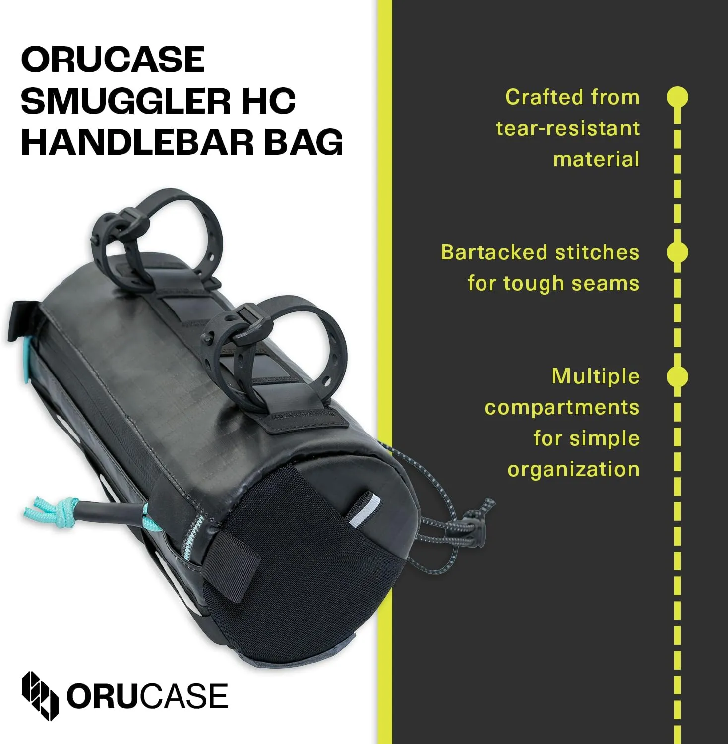 ORUCASE Smuggler HC Bike Handlebar Bag - Waterproof Bike Bags for Bicycles - Insulated Storage Bicycle Bag - Tough Front Bike Pouch - 1.6 L - Glaucous