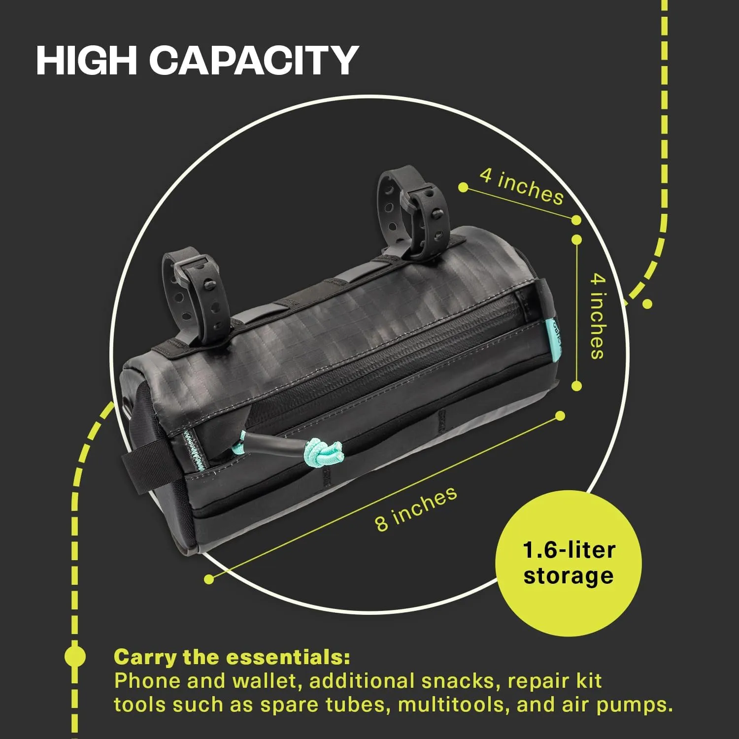 ORUCASE Smuggler HC Bike Handlebar Bag - Waterproof Bike Bags for Bicycles - Insulated Storage Bicycle Bag - Tough Front Bike Pouch - 1.6 L - Glaucous