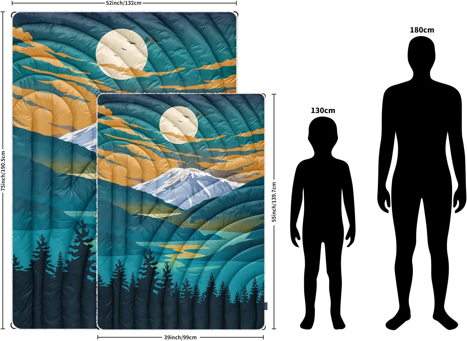 Outdoor Camping Blanket,Warm Thick Camp Blankets with Sherpa Lining Soft Fleece Camping Blanket Puffy Camping Quilt for Cold Weather Traveling, Stadium, Hiking, Picnics