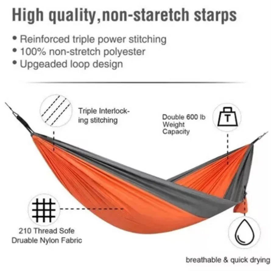 Outdoor Camping Hammock Lightweight 260x140cm Portable Travel Orange V201-W13050218