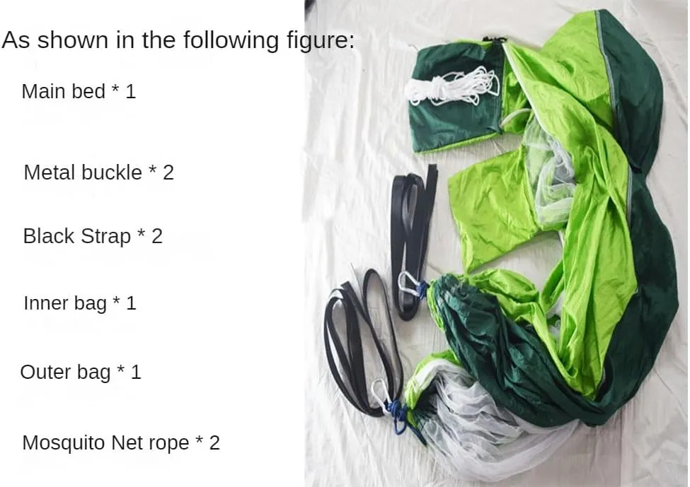 Outdoor Camping Hammock Portable Hammock for Camping, Camping Furniture, Indoor Dormitory and Outdoor Patio (Dark Green with Fruit Green)