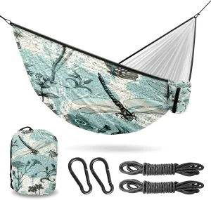 Outdoor Camping Hammock Vintage Butterfly Dragonfly Double Single Hammocks with 2 Tree Straps, Lightweight Portable Heavy Duty Nylon Hammocks for Backpacking Travel Beach Backyard Patio Hiking
