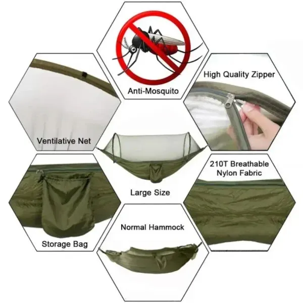 Outdoor Camping Hammock with Mosquito Net – Lightweight Hanging Bed Net