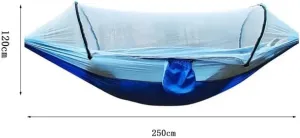 Outdoor Camping Hammock with Mosquito Net Lightweight Hanging Hammocks High Strength Parachute Fabric Hanging Bed Net 250x120cm(Green)