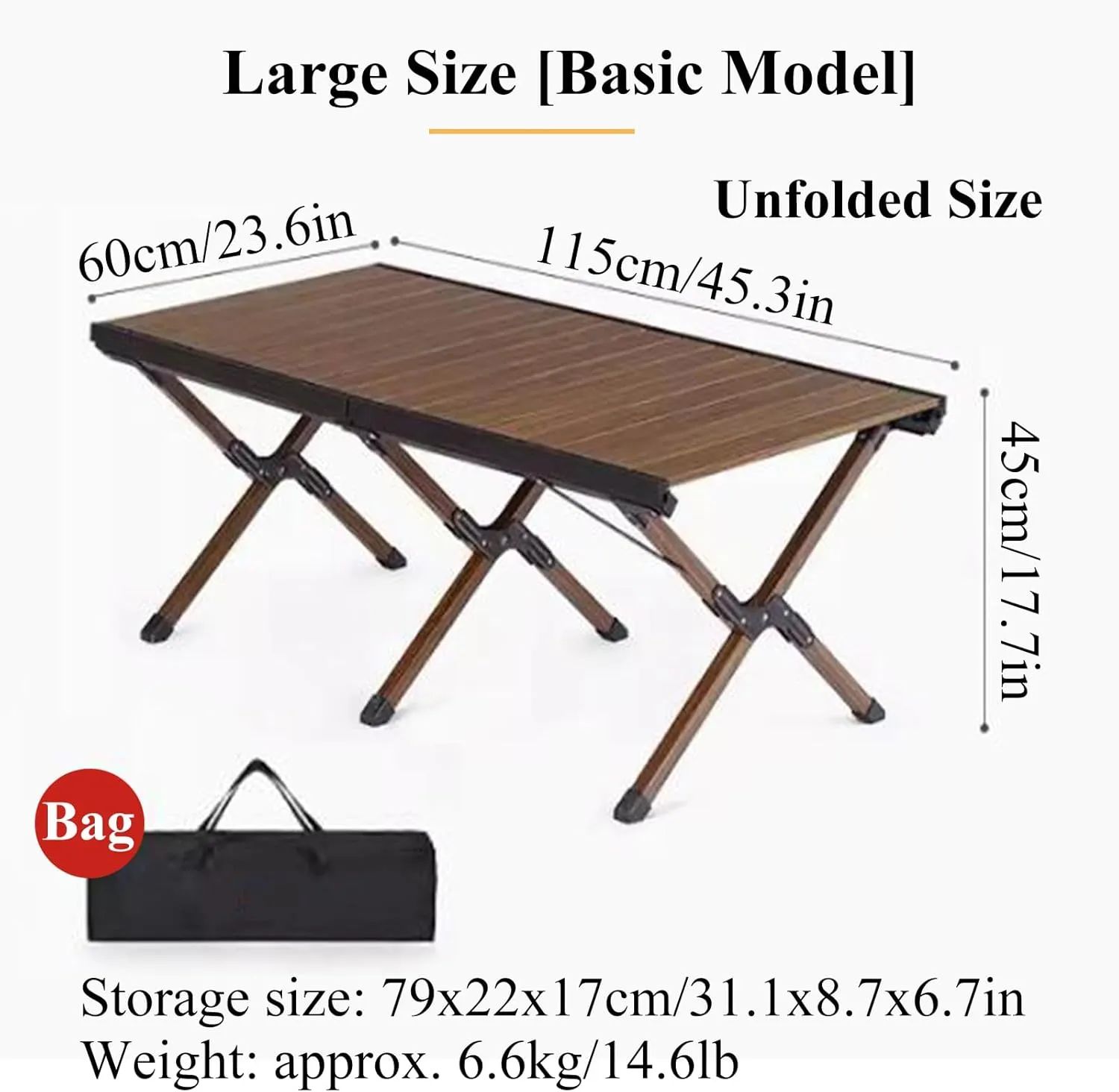 Outdoor Camping Table Aluminum Folding Camping Table Portable Picnic Table Compact Roll Up Desktop with Carry Bag for Camp