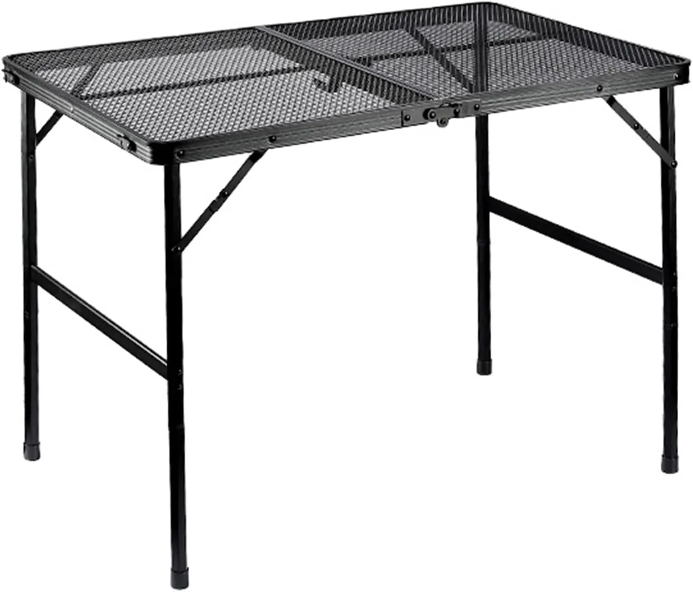 Outdoor Camping Table,Portable Foldable Table Height Adjustable,Aluminum Alloy Heat Resistant Picnic Table with Mesh and Side Pockets,Cook Station for Picnic,Camping,Beach,Barbecue (Black)