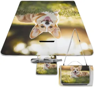 Outdoor Foldable Waterproof Mat for Unisex, Portable Welsh Corgi Puppy Picnic Blanket, Soft Blankets for Park Travel Grass Beach Camping