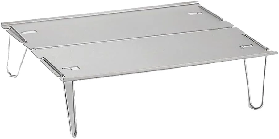 Outdoor Folding Aluminum Camping Table with Carry Bag Portable Ultra-Light BBQ Hiking Fishing Mountaineering Picnic Desk Portable Camping Tables That Fold Up Lightweight, Silver
