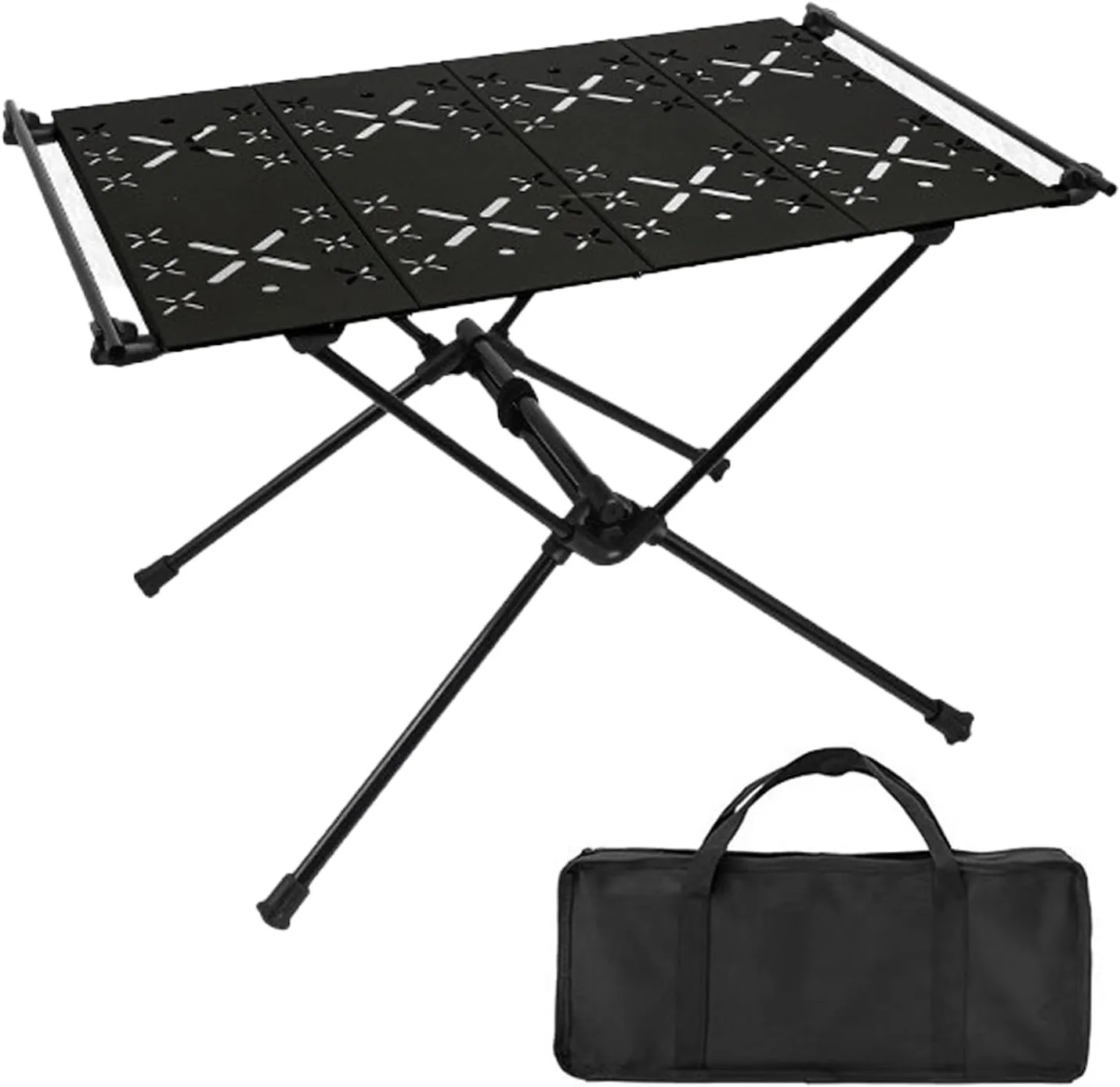 Outdoor Folding Portable Picnic Table Barbecue Camping Table with Mesh Bag Aluminum Alloy Outdoor Grill Camping Folding Table High Stability 20kg Load Portable BBQ Table Black B